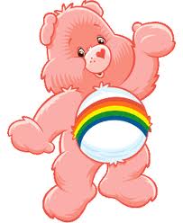 Cheer Bear the Care Bear gives a thumbs up to our eye shadow thief, because she is a sweet rainbow bear and appears to only have thumbs.